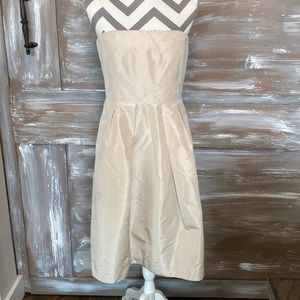 J Crew Jenny strapless silk midi cocktail dress size 8